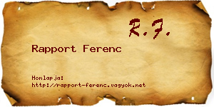 Rapport Ferenc névjegykártya
